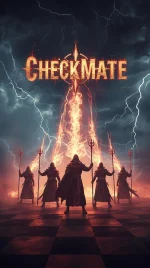 A hyper-realistic 3D cinematic render of the Knight Online wizard team “CheckMate”. Several m...webp